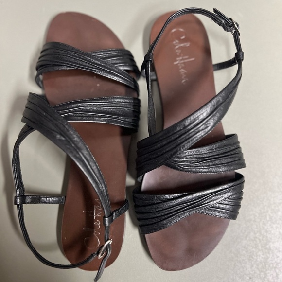 Cole Haan Shoes - Cole Haan Black Leather Brown Slingback Slide Sandals Women Size 7.5B